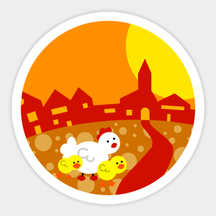 Hen And Chicks Sticker